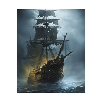 Ghostly Pirate Voyage: Historic Sea Travel Digital Art - Poster