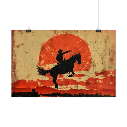 Vintage Rodeo Cowboy: Classic Bucking Bronco Art - Poster