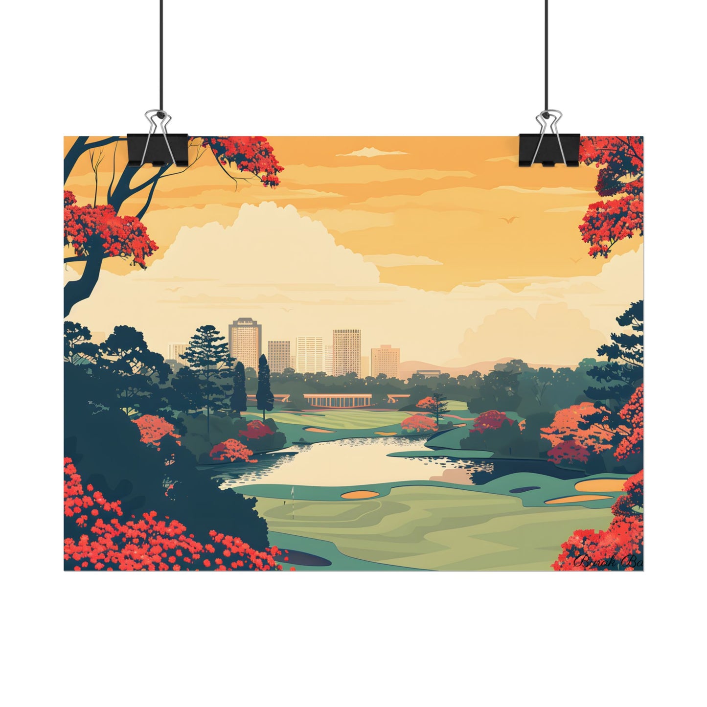 Retro-Style Augusta Georgia Golf Course: Vibrant Illustration Art - Poster