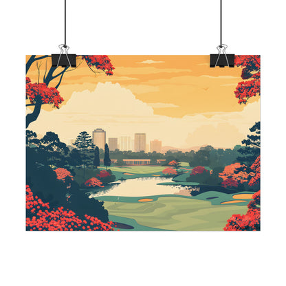 Retro-Style Augusta Georgia Golf Course: Vibrant Illustration Art - Poster