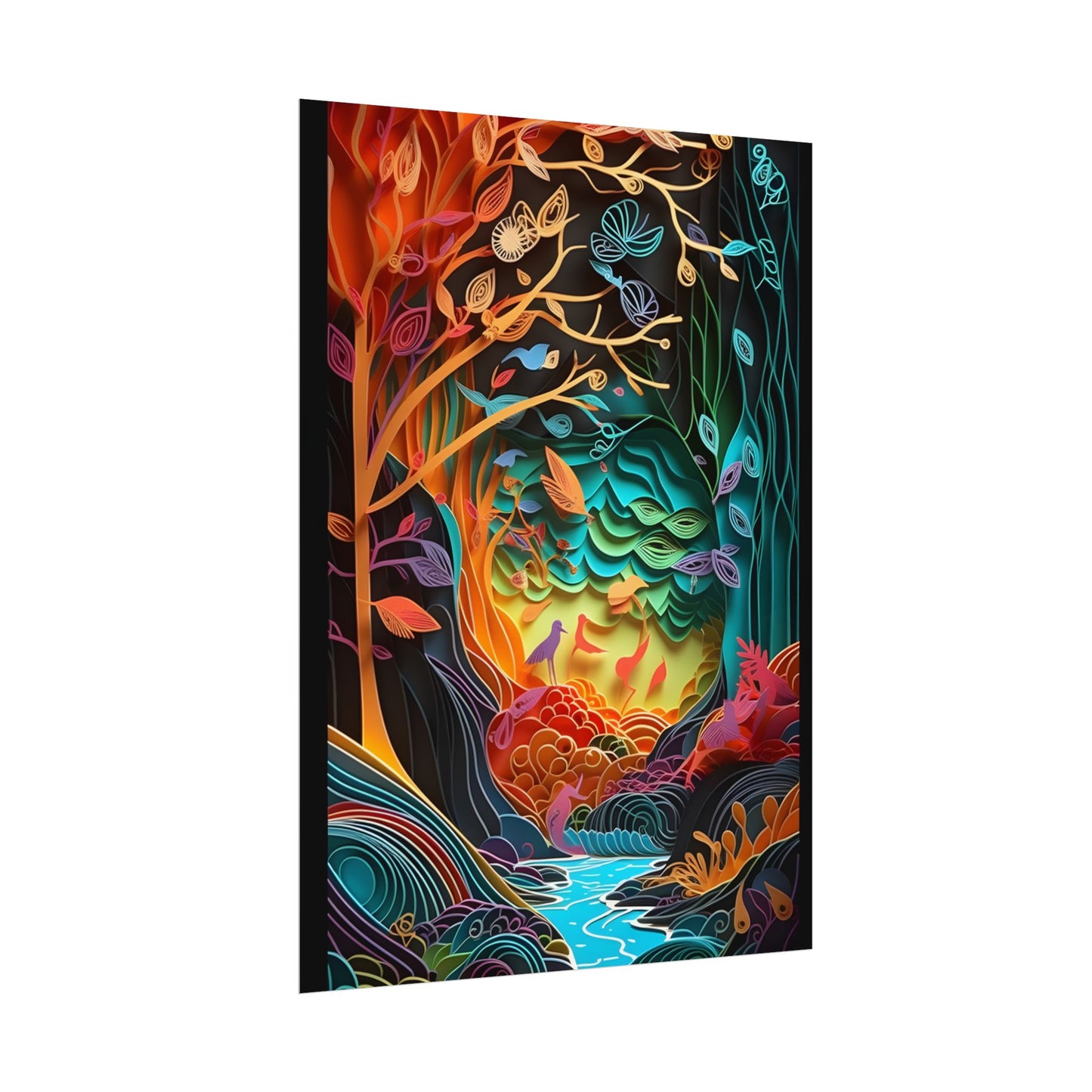 Peaceful Island Oasis: Paper Quilling Landscape Art - Poster