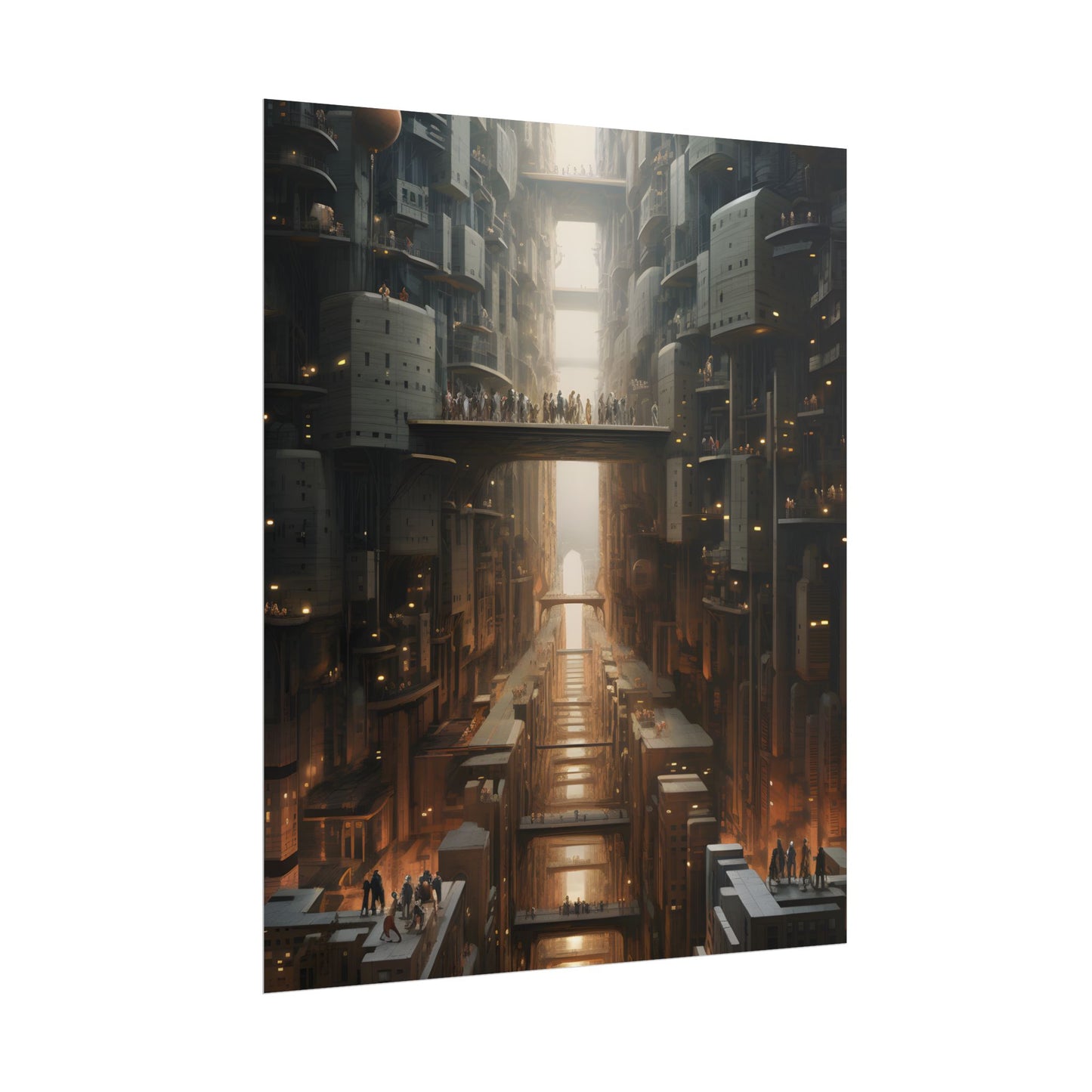 Futuristic City of Perfection: Modern Skyscrapers under Neon Lights - Poster