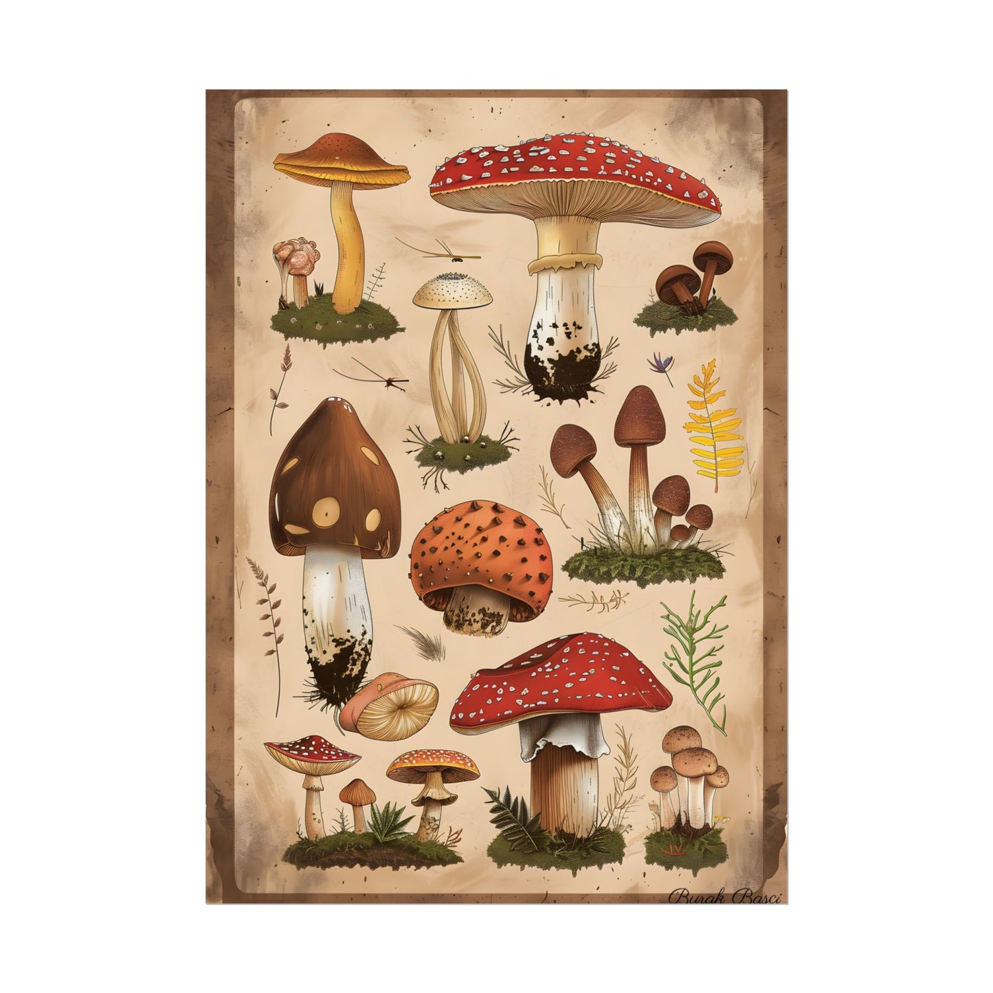 Vibrant Mushroom Species Poster: A Colorful Collection - Poster