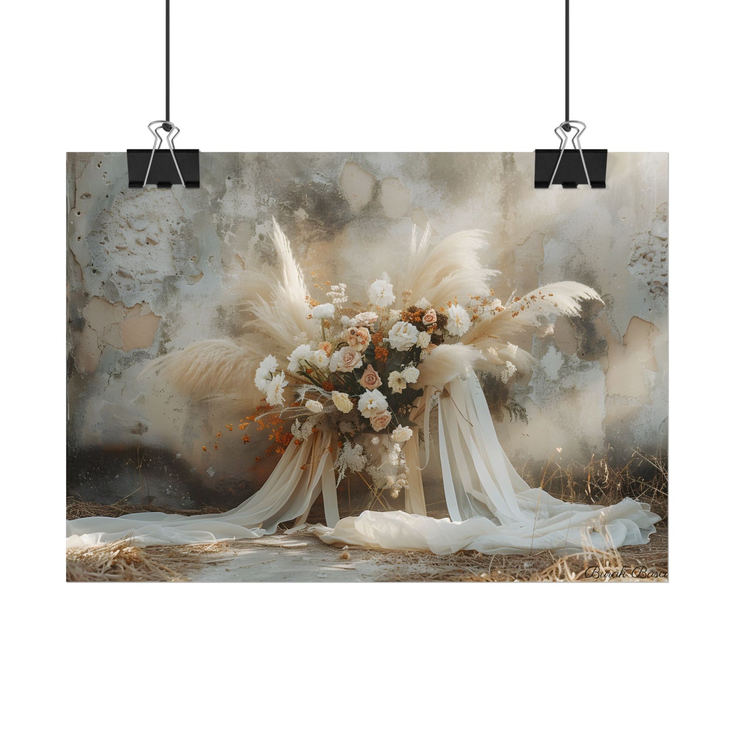 Whimsical Floral Bloom: Pampas Grass Artwork - Poster
