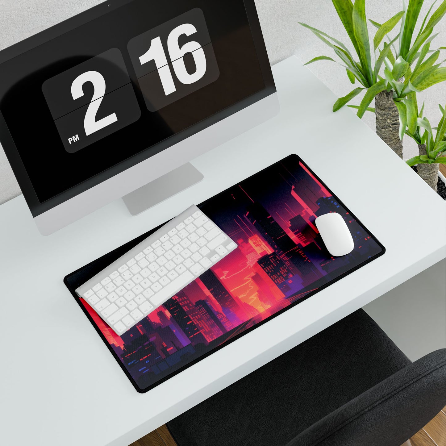 Cyberpunk Night City: Melancholic Digital Artwork - Desk Mat