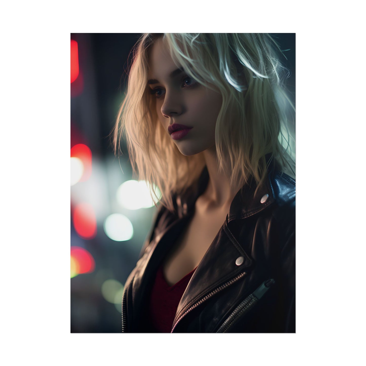Cyberpunk Youth: Close-Up Portrait - Poster