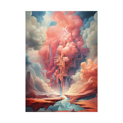 Cyber Dreamscape: Abstract Artwork in Neon Hues - Poster