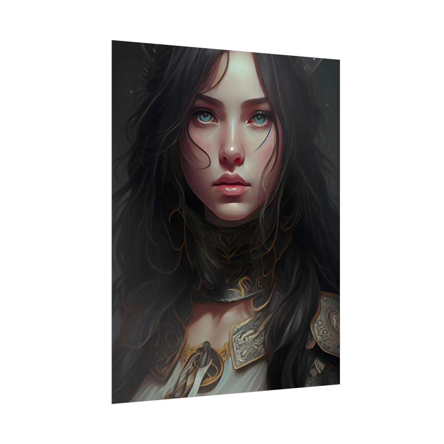 Vibrant Red Portrait: Dynamic Female Artwork - Poster