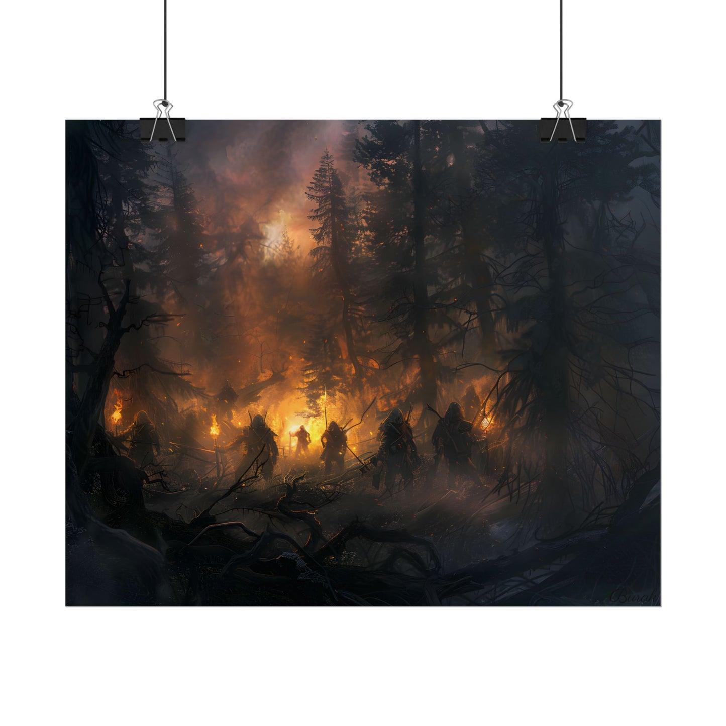 Tranquil Forest Sunset: People Connecting with Nature - Poster