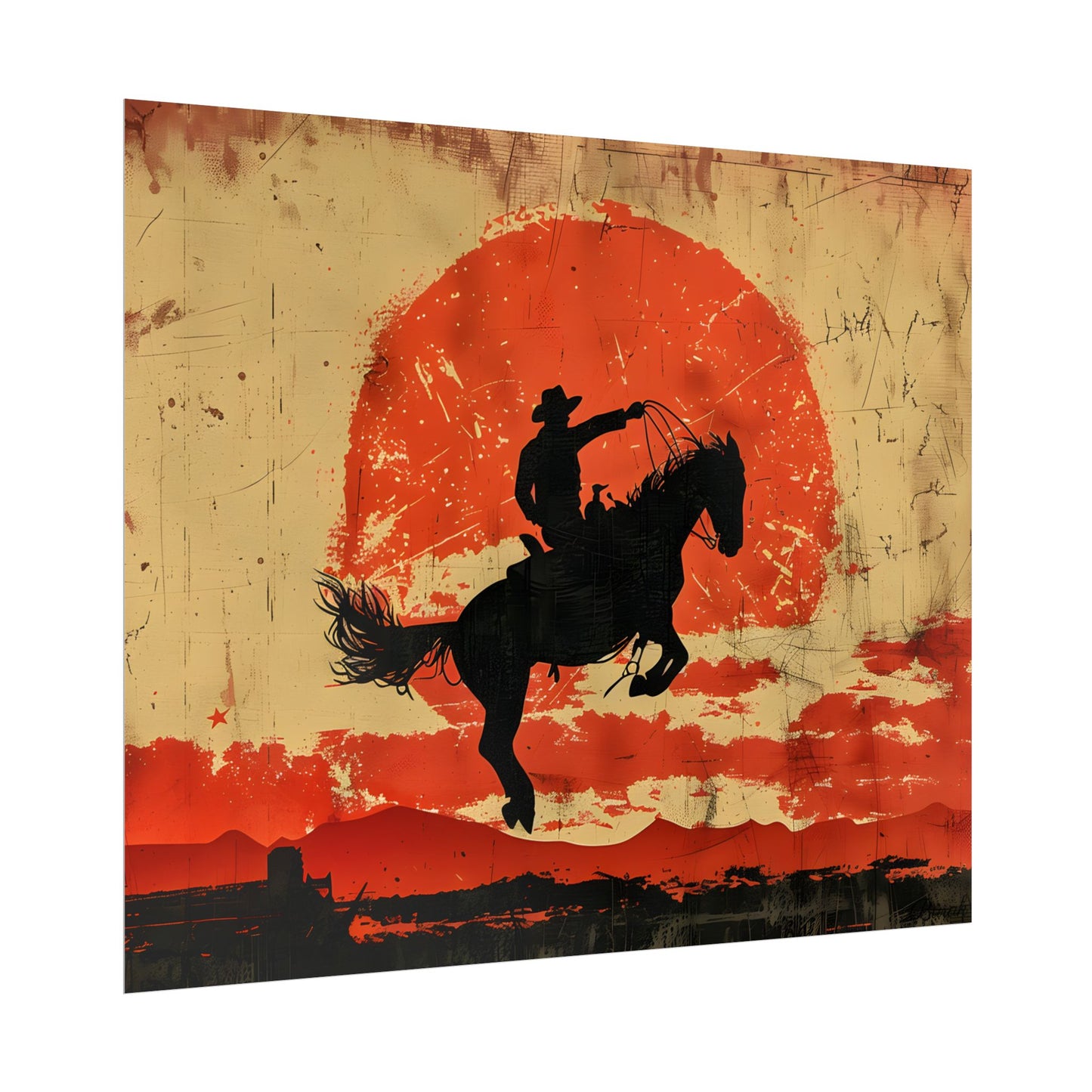 Vintage Rodeo Cowboy: Classic Bucking Bronco Art - Poster