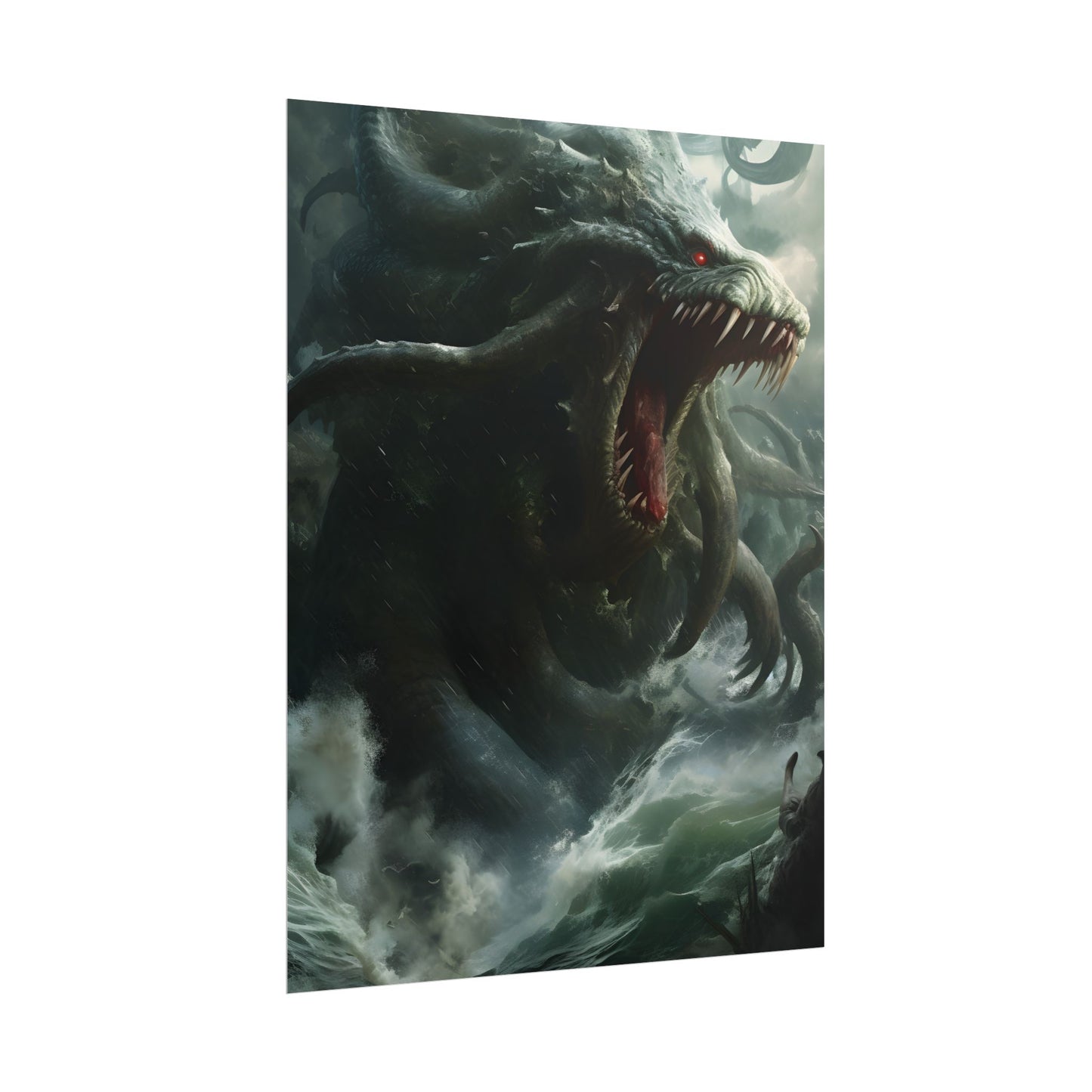 Mythic Ocean Terror: Ancient Sea Monster with Six Tentacles - Poster