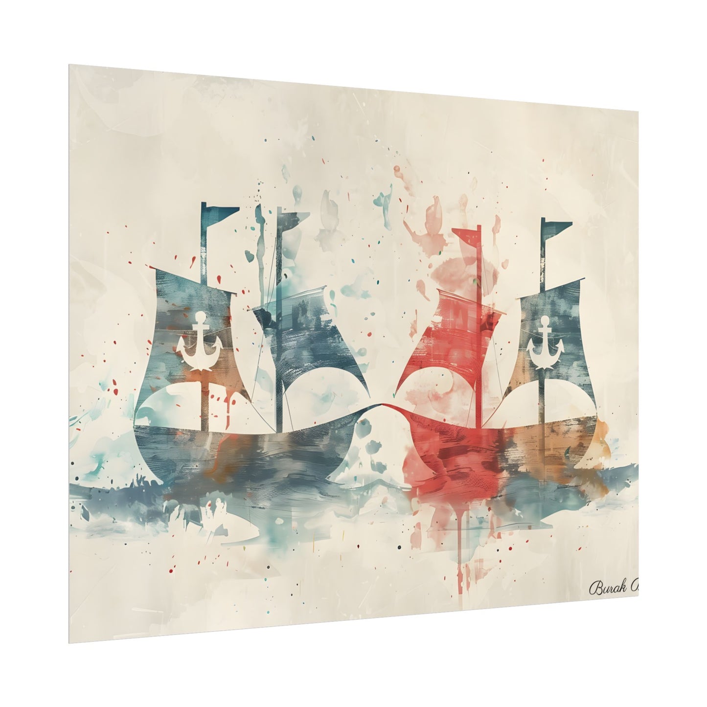 Vintage Nautical Flags: Antique Maritime Heraldry Illustration - Poster