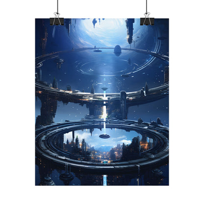 Aetherial Space Station: Massive, Futuristic Space Station in Orbit - Poster