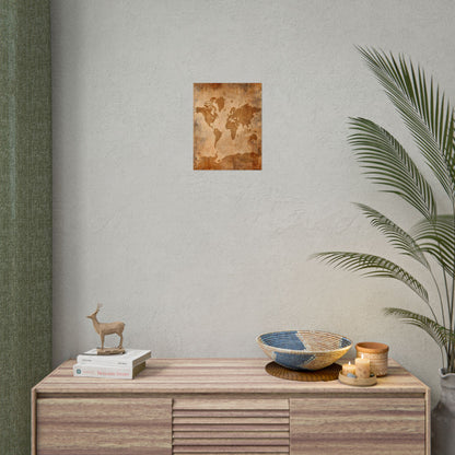 Vintage World Map: Artistic Cartography on Canvas - Poster