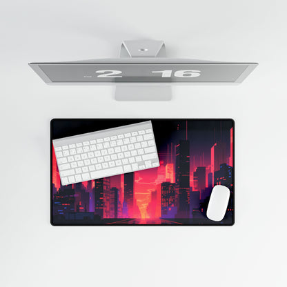 Cyberpunk Night City: Melancholic Digital Artwork - Desk Mat