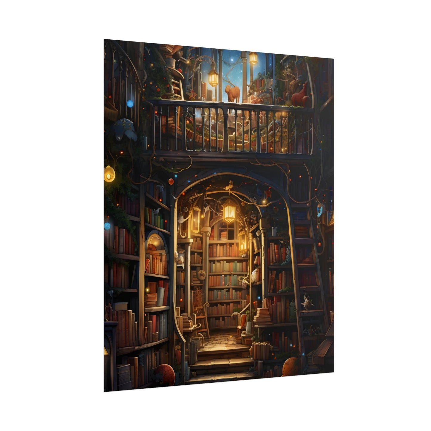 Magical Bookshop Art: A Serene & Enchanting Scene - Poster