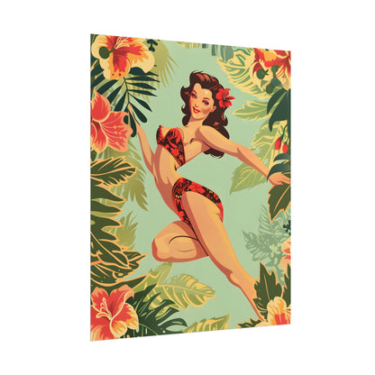 Vintage Retro Pin-Up Girl: Mid-Century Art Illustration - Poster