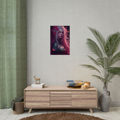 Astonishing Female Portrait with Pink Hair: Artistic Vision - Poster