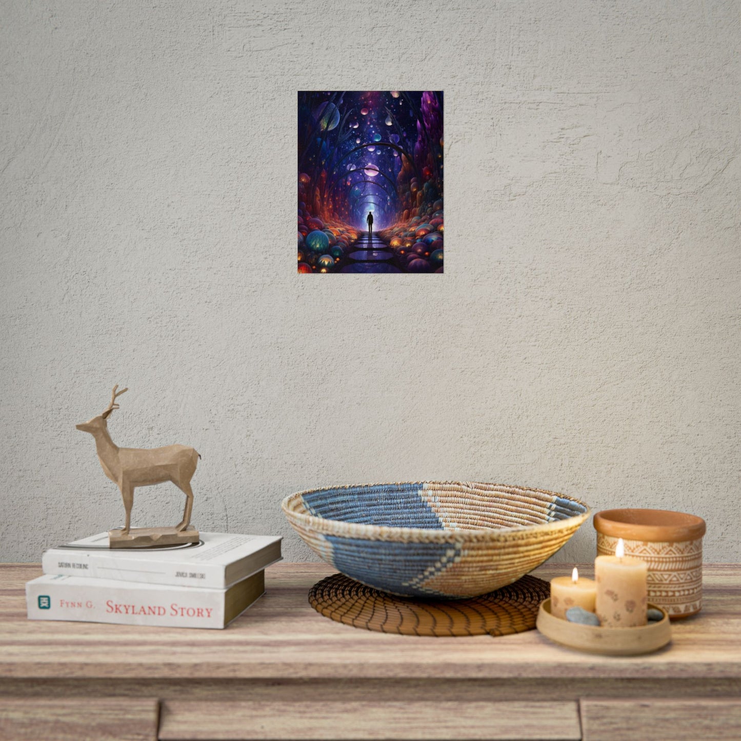 Celestial Art Gallery: Indoor Space with Starry Canvas - Poster