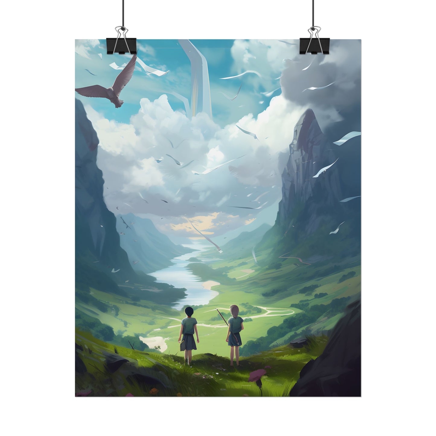 Tranquil Meadow Figures: Realistic Painting of People - Poster