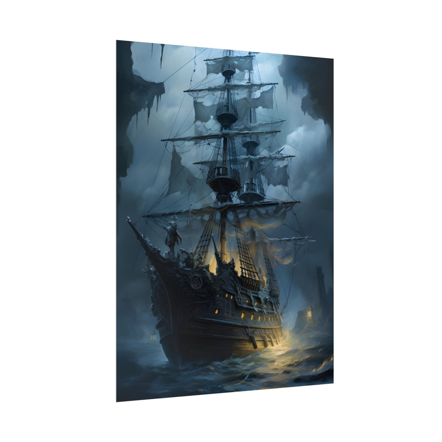 Ghost Pirate Sails: Mysterious Ocean Artwork - Poster