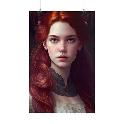 Beautiful Redhead Female Portrait: Classic Timeless Artwork - Poster