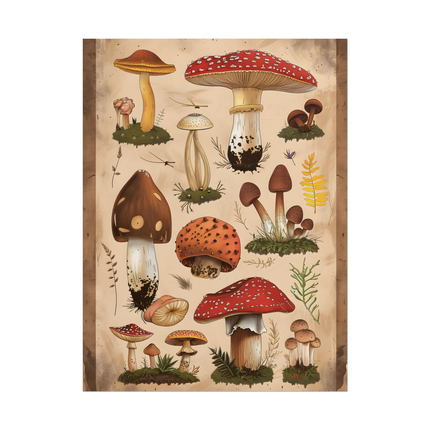 Vibrant Mushroom Species Poster: A Colorful Collection - Poster