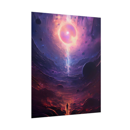 Black Hole Cosmic Odyssey: Dark Planet in Space Art - Poster