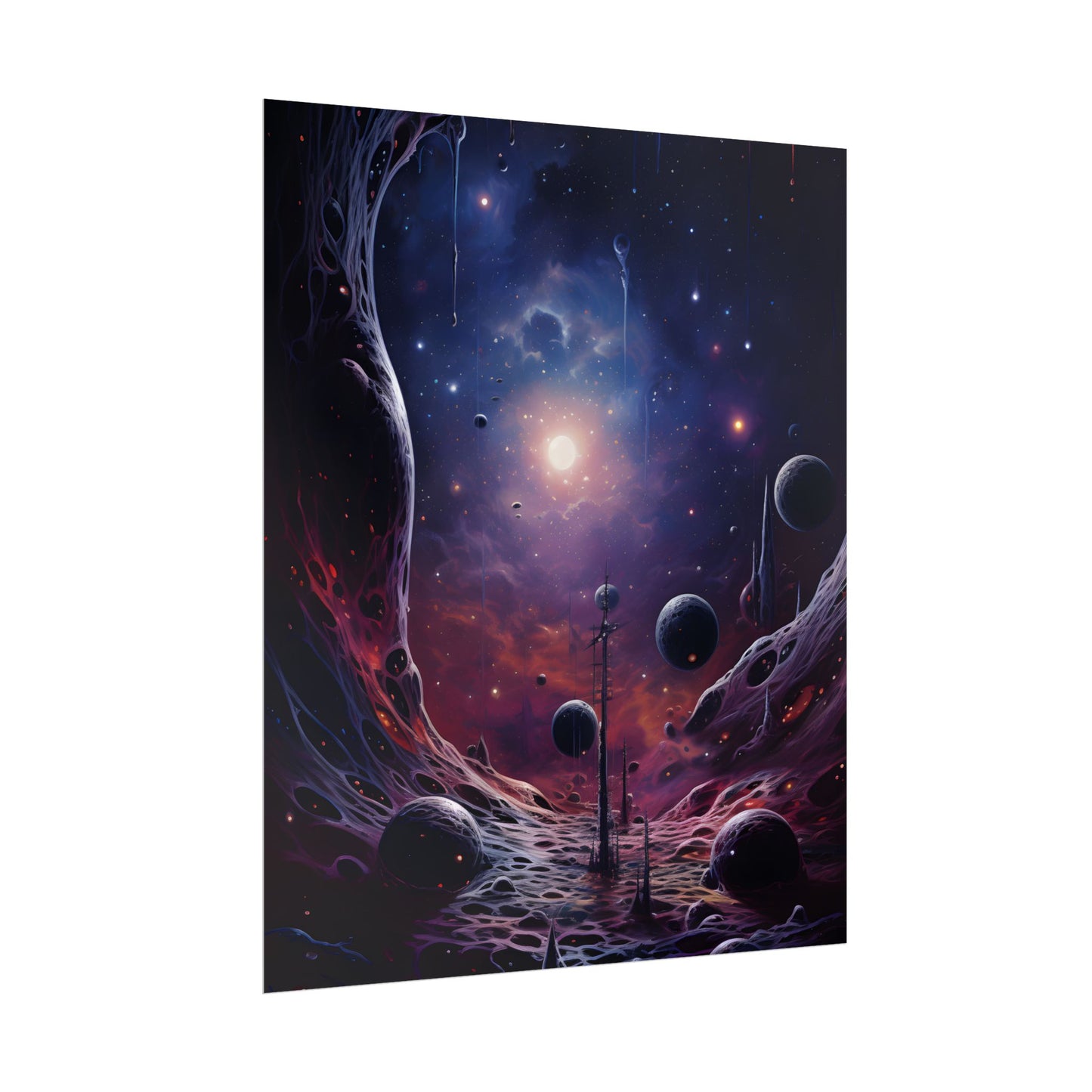 Cosmic Black Hole: Space Artwork with Planet Orbits - Poster