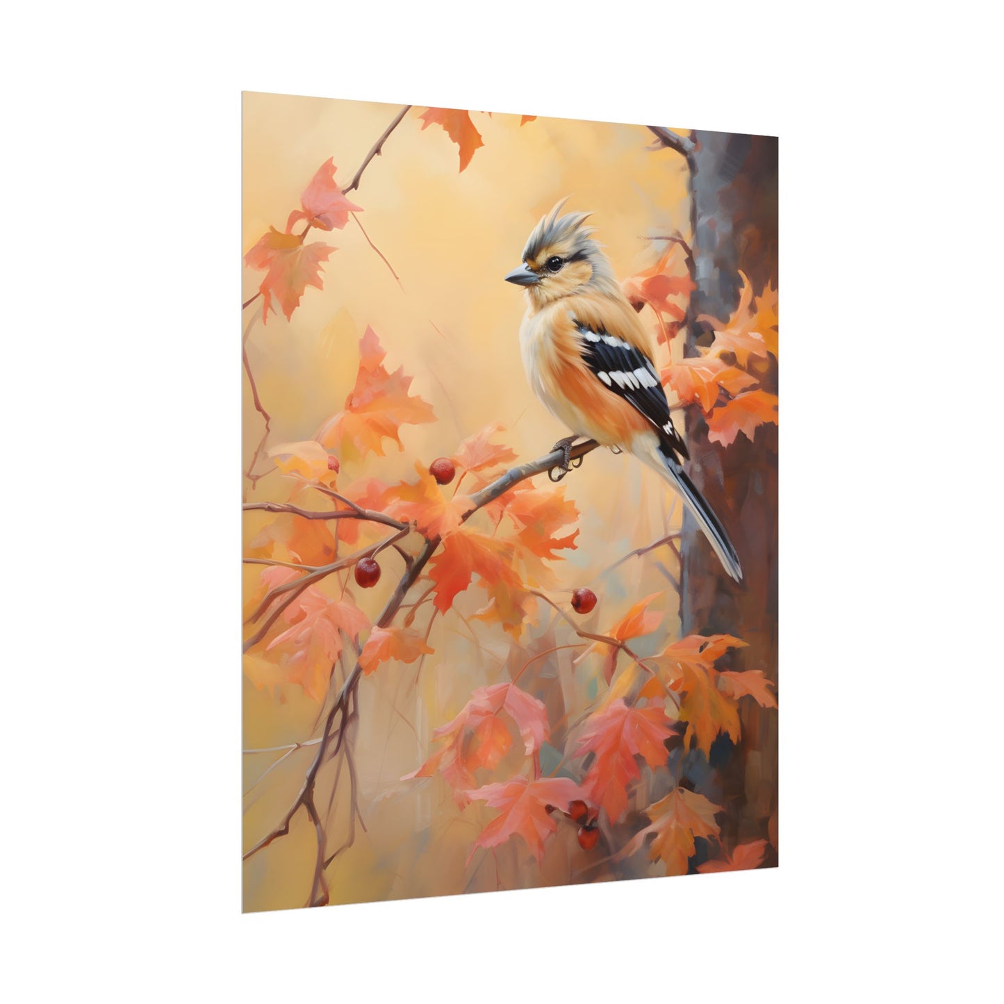 Vibrant Autumn Oak: Realistic Oil Painting - Poster