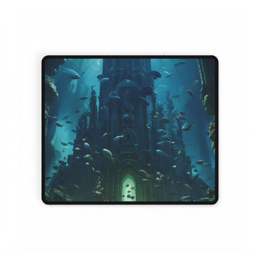 Sunken Ancient City: Underwater Ruins Digital Art - Desk Mat