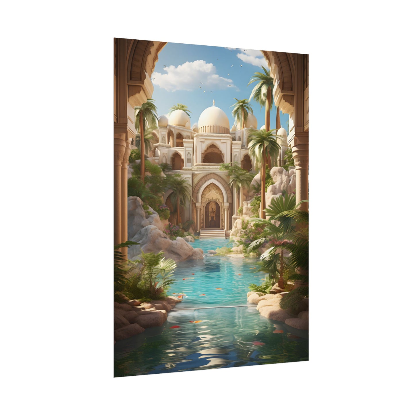 Serene Desert Oasis: Arabian Nights-Inspired Artwork - Poster