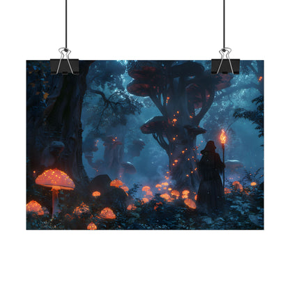 Mystical Forest Encounter: Vibrant Witch Artwork - Poster
