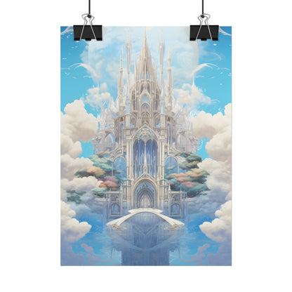 Floating City in Celestial Clouds: Fantasy Artwork - Poster