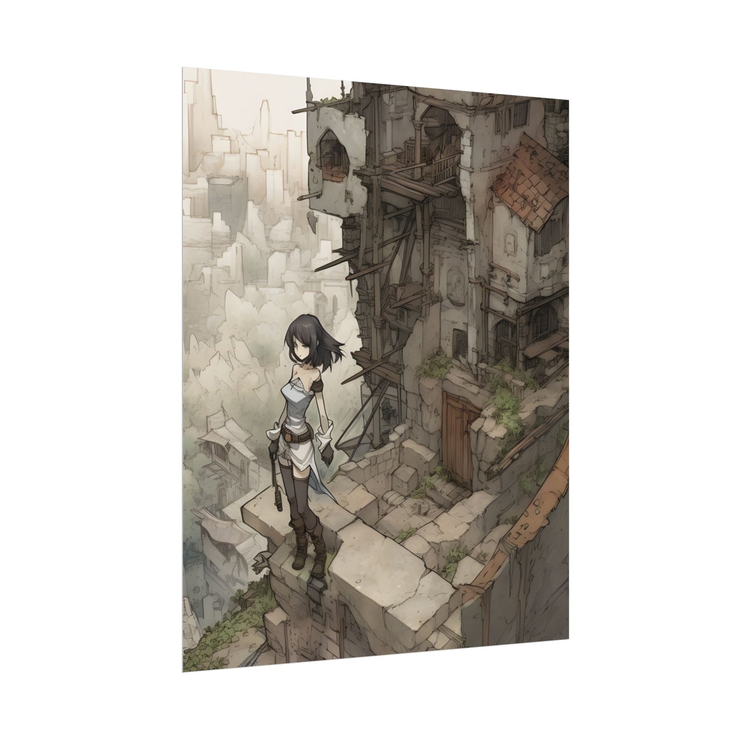 Dramatic Anime Bird Art: Detailed Illustration - Poster