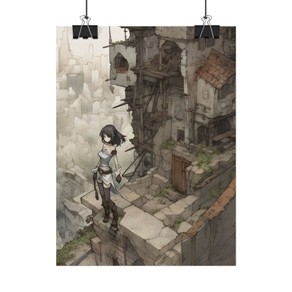 Dramatic Anime Bird Art: Detailed Illustration - Poster