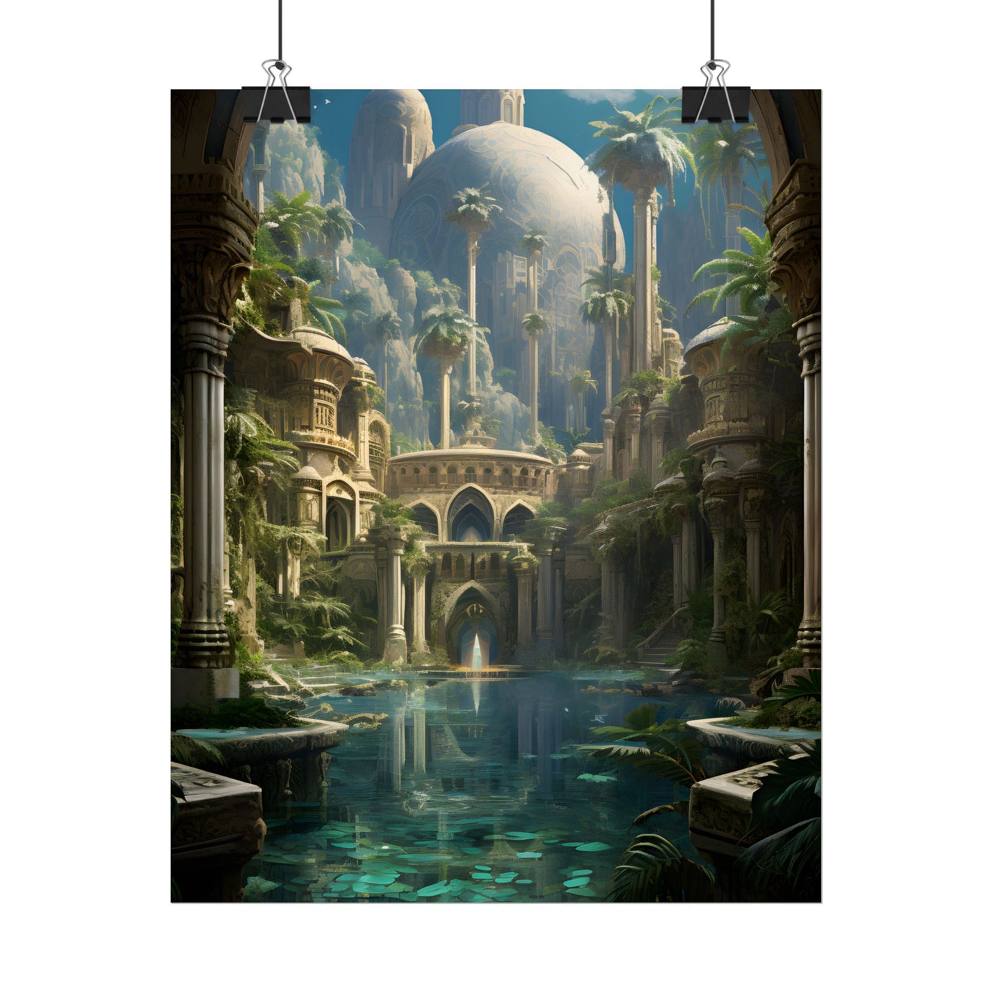 Majestic Desert Oasis: Arabian Nights-Inspired Bird's Eye View - Poster