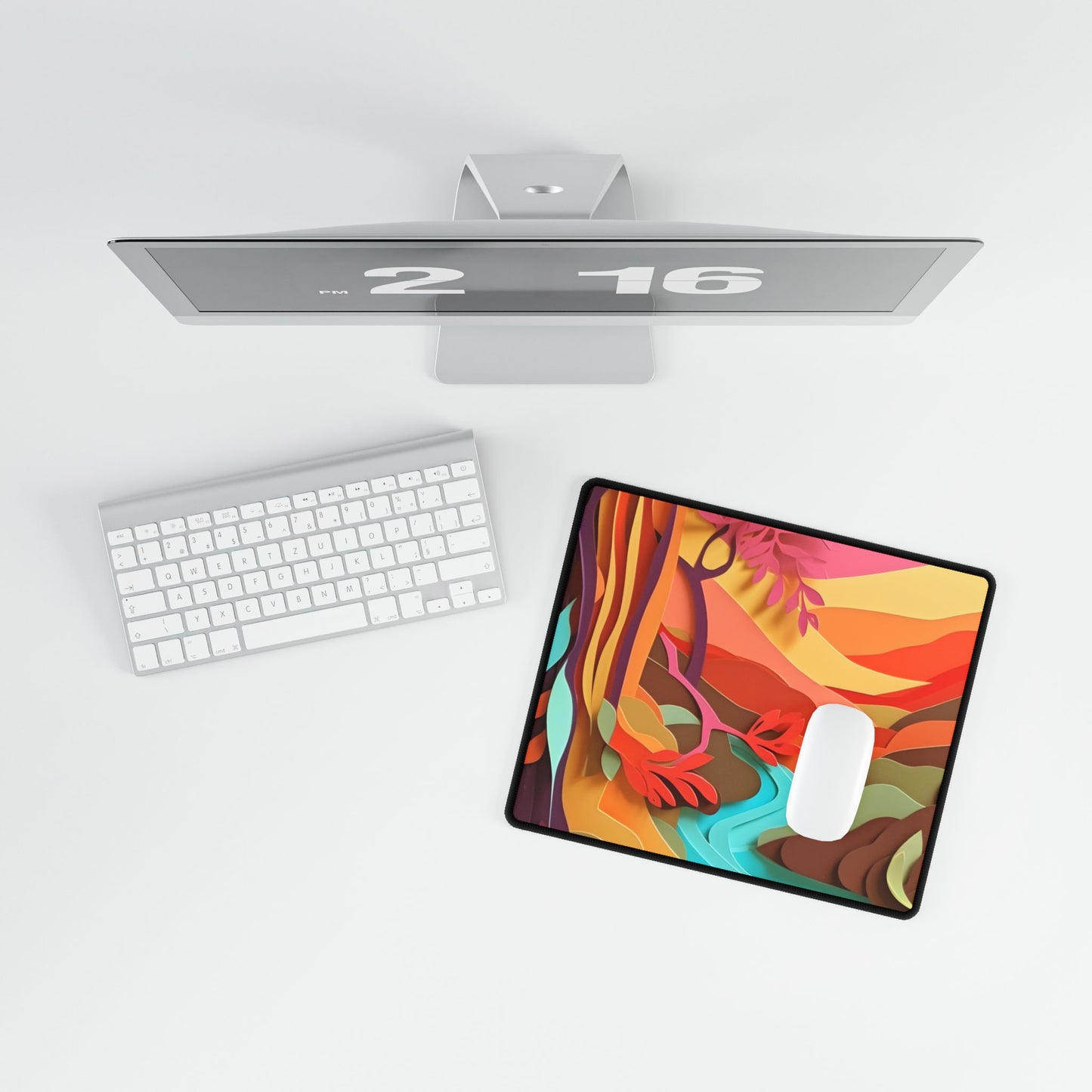 Vibrant Paper Quilled Canyon: Eye-Catching Landscape Art - Desk Mat