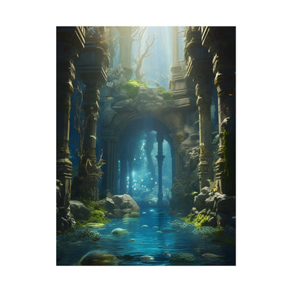 Mysterious Sunken Ancient Civilization: Underwater Artwork - Poster