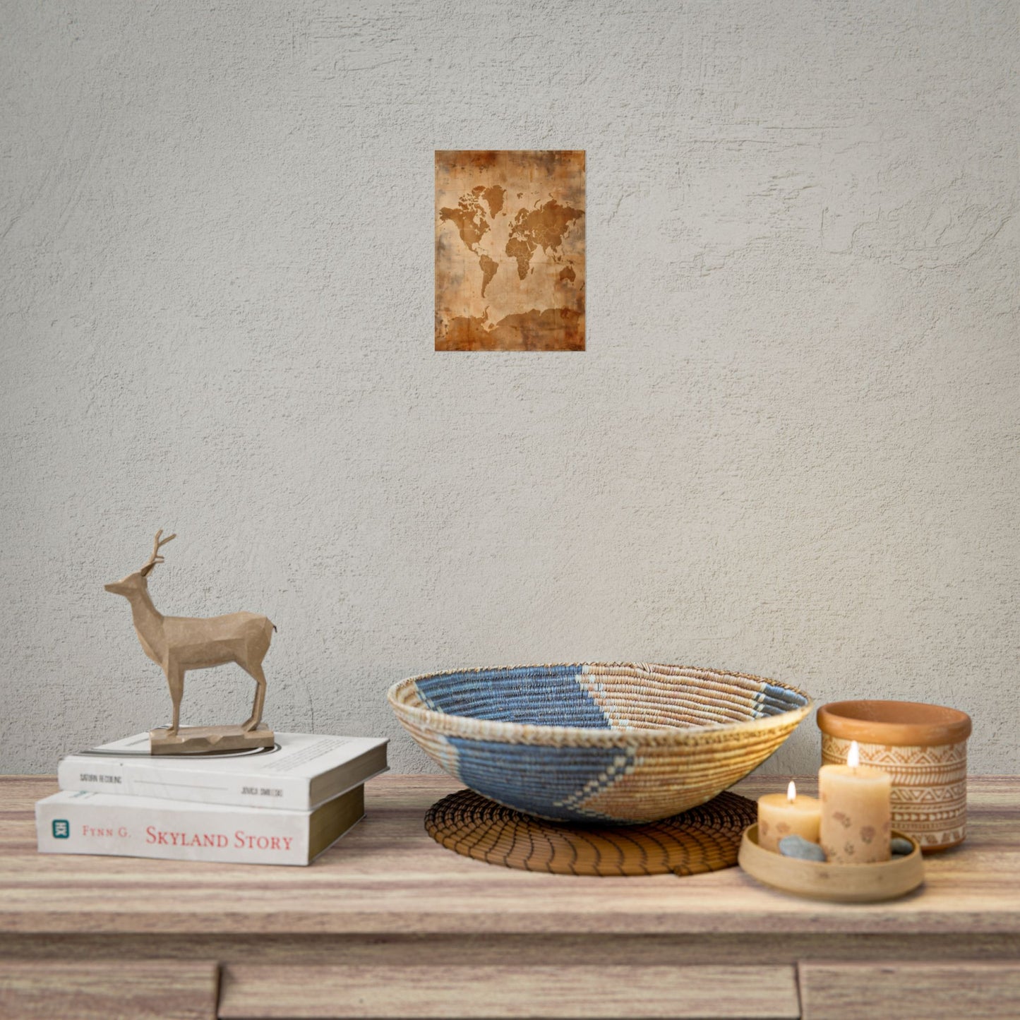 Vintage World Map: Artistic Cartography on Canvas - Poster