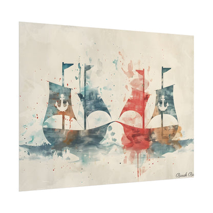 Vintage Nautical Flags: Antique Maritime Heraldry Illustration - Poster