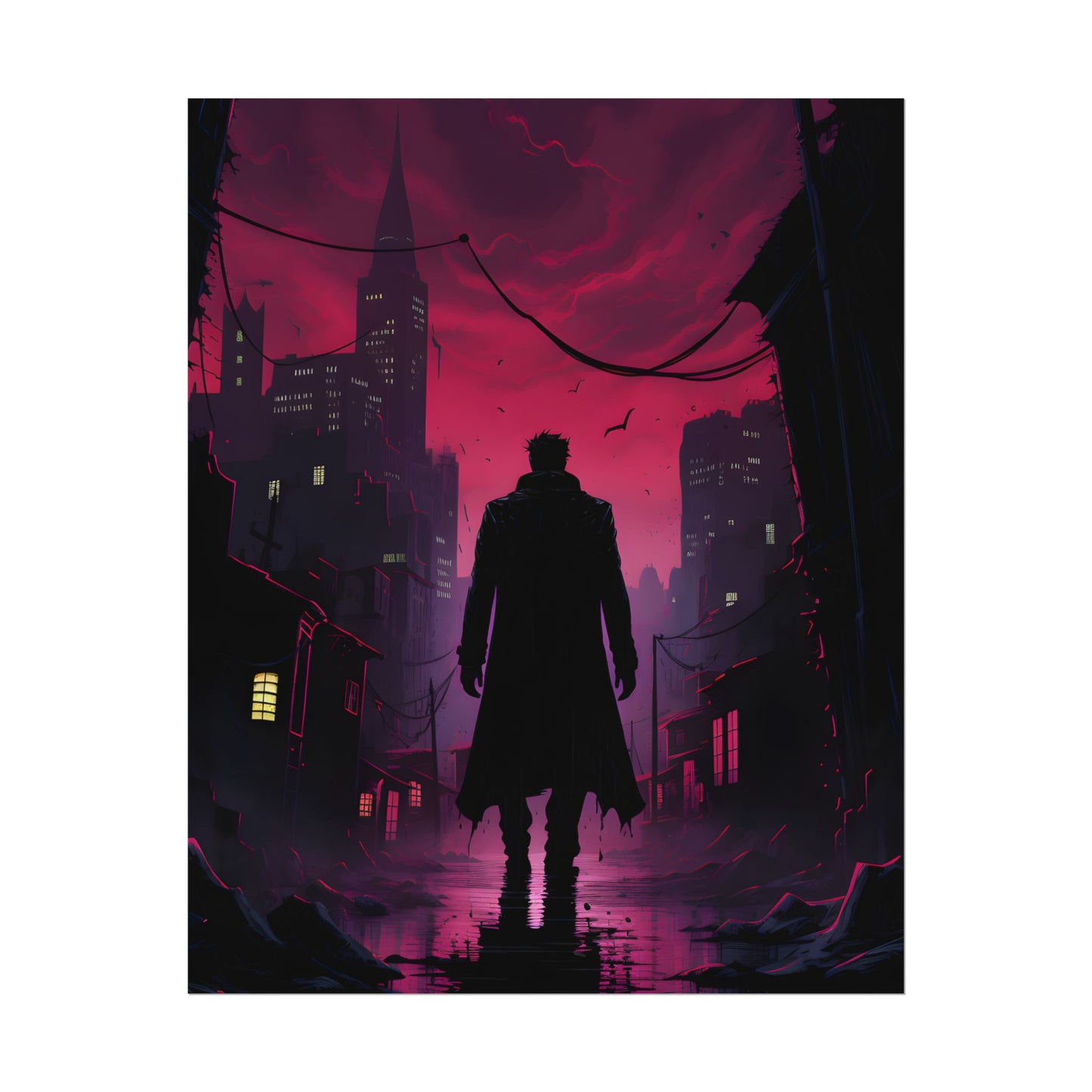 Gritty Urban Scene: Detective in Thought - Poster