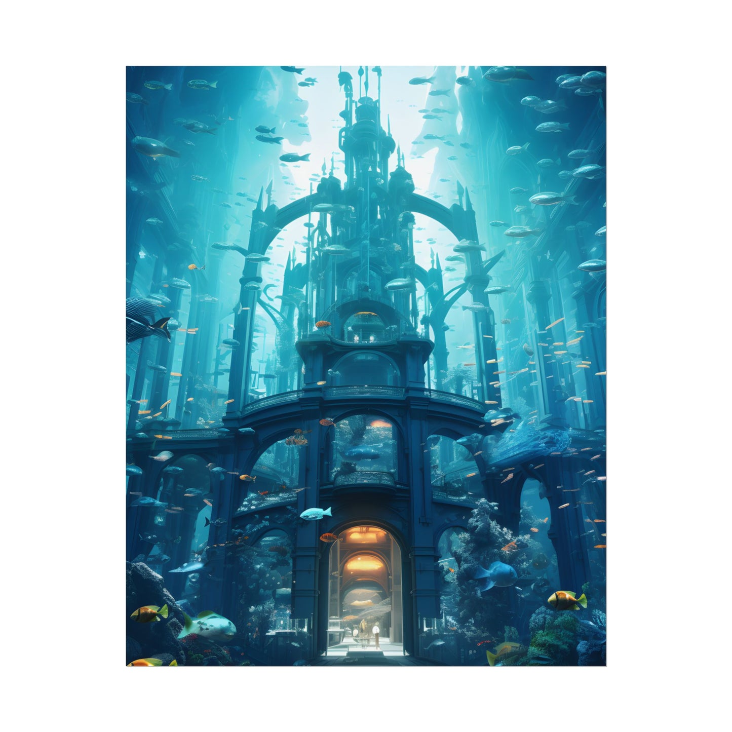 Futuristic Underwater City: Submerged Metropol Artwork - Poster