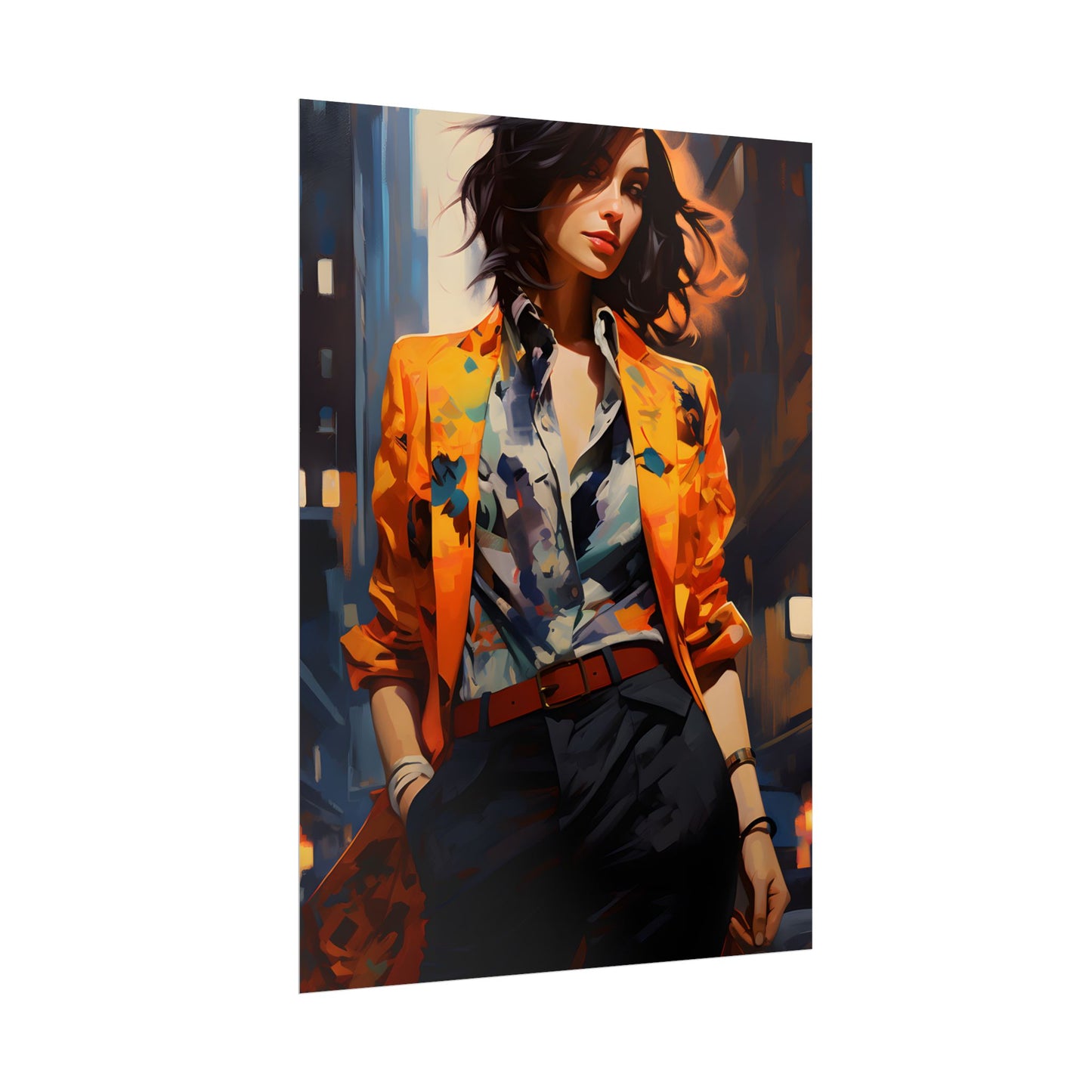 Urban Youthful Portrait: Fashionable City Style Digital Art - Poster