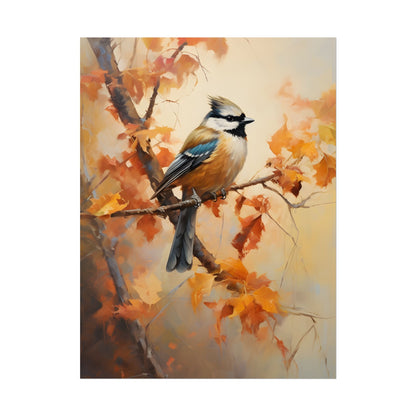 Vibrant Oak Branch: Colorful Leaves Oil Painting - Poster