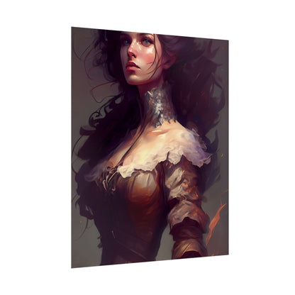 Lovely Brown Hair Portrait: Stunning Female Art - Poster