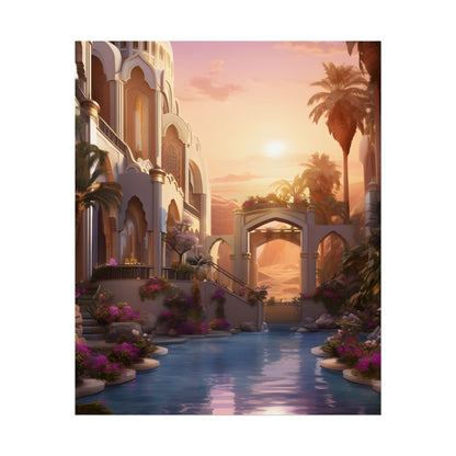 Desert Oasis Serenity: Arabian Nights-Inspired Artwork - Poster