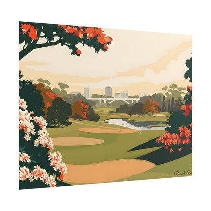 Retro Golf Illustration: Classic Course Art - Poster