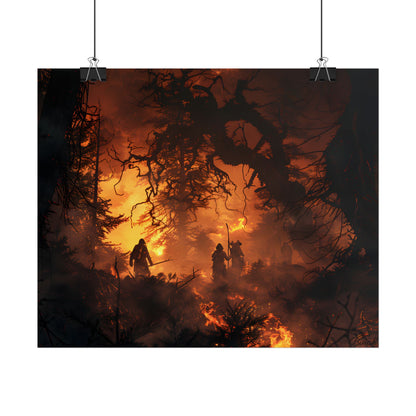Misty Sunset Forest: Group Gathering - Poster