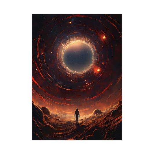 Black Hole Cosmic: A Realistic Digital Artwork of a Planet in Orbit - Poster